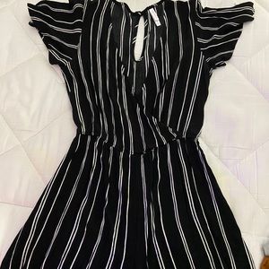 Black and white striped romper